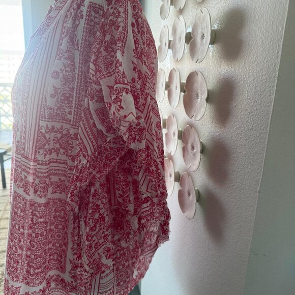 🌸 Boho Red & White Greek Cotton Tunic – One Size (Light & Airy) - Picture 3 of 6